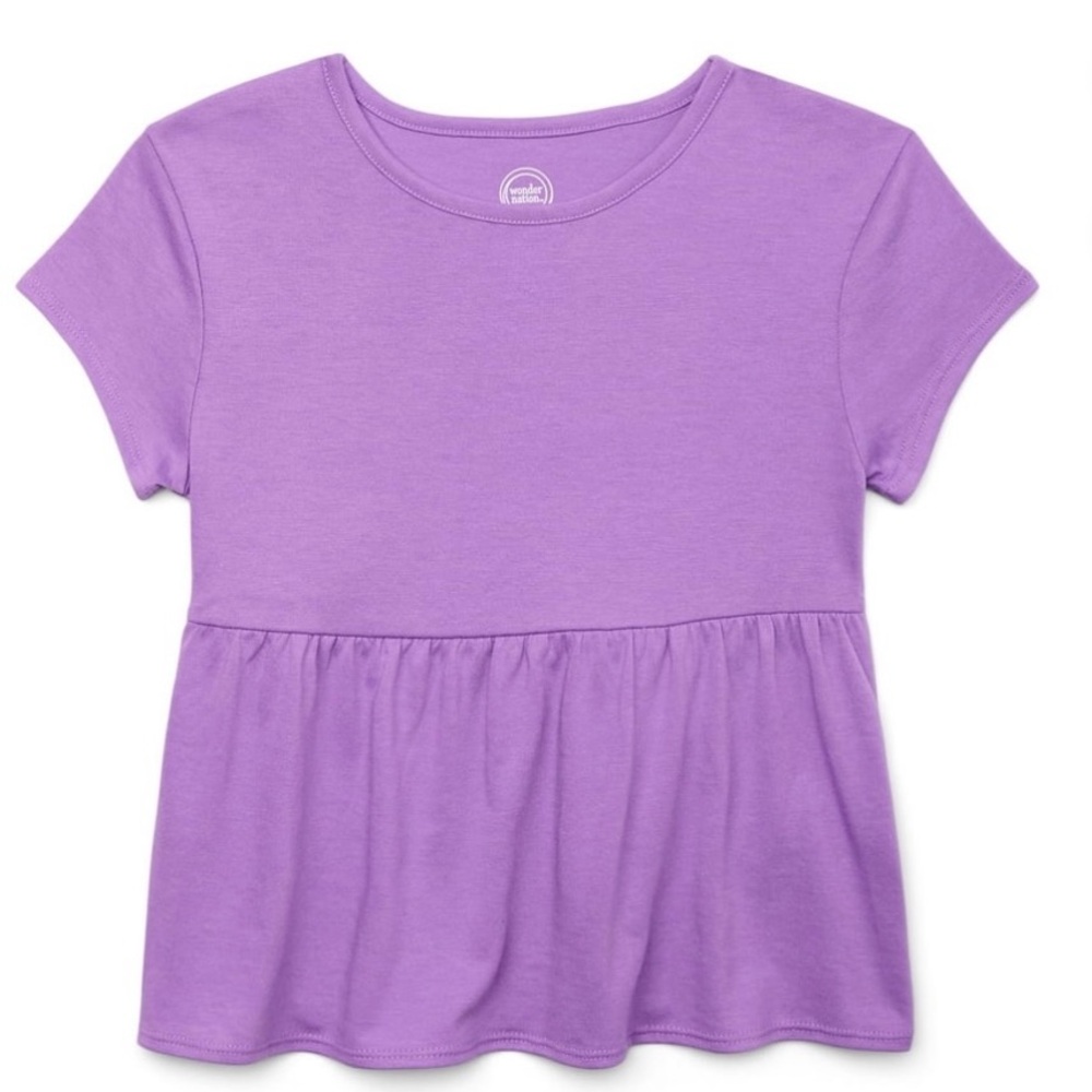 Purple Girls Top Wonder Nation Girls Short Sleeve Peplum Top with Better cotton - Picture 5 of 5